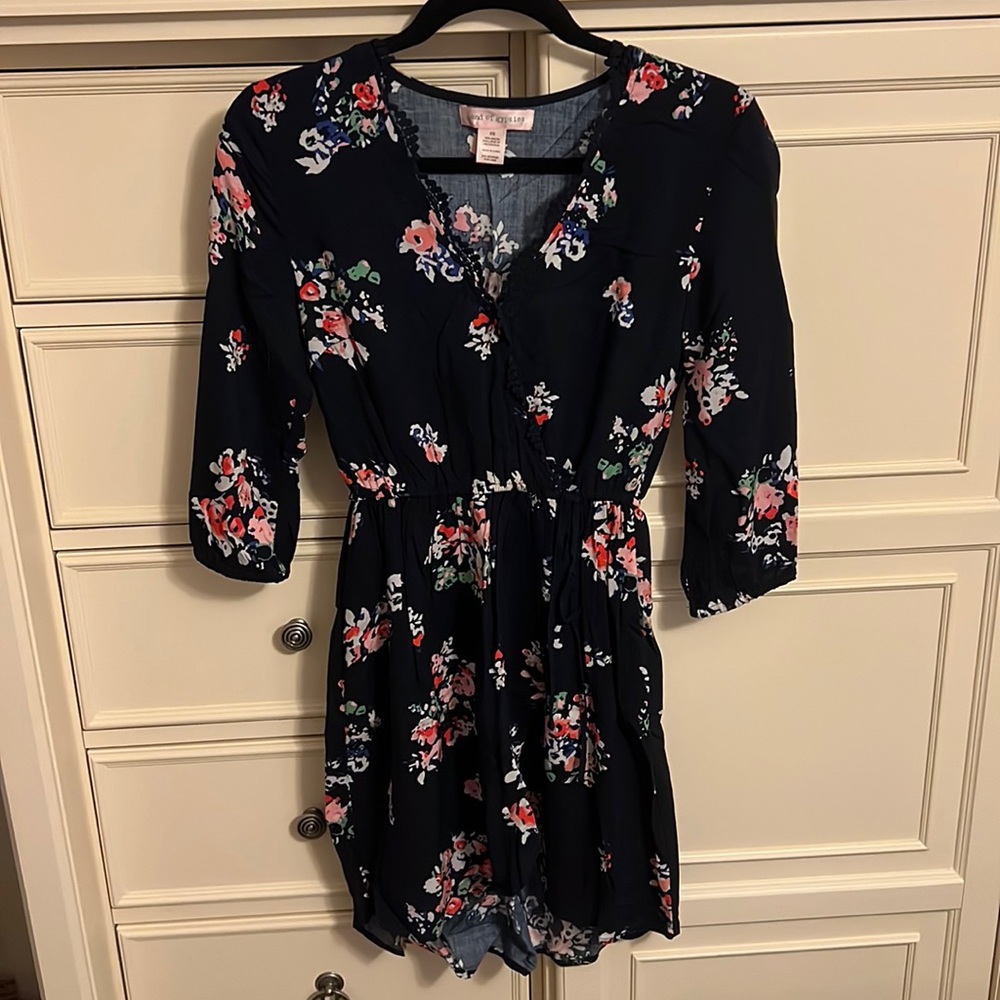 Band of Gypsies Navy Floral Wrap Dress - XS